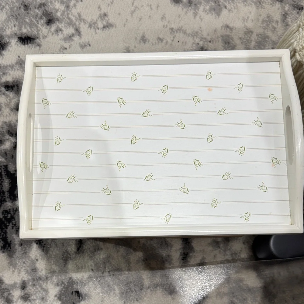 Vintage Avon Serving Tray with Green Leaf Pattern